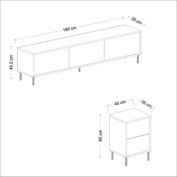 Hanah Home Mueble de TV Antracita Hanah Home Mueble de TV Antracita